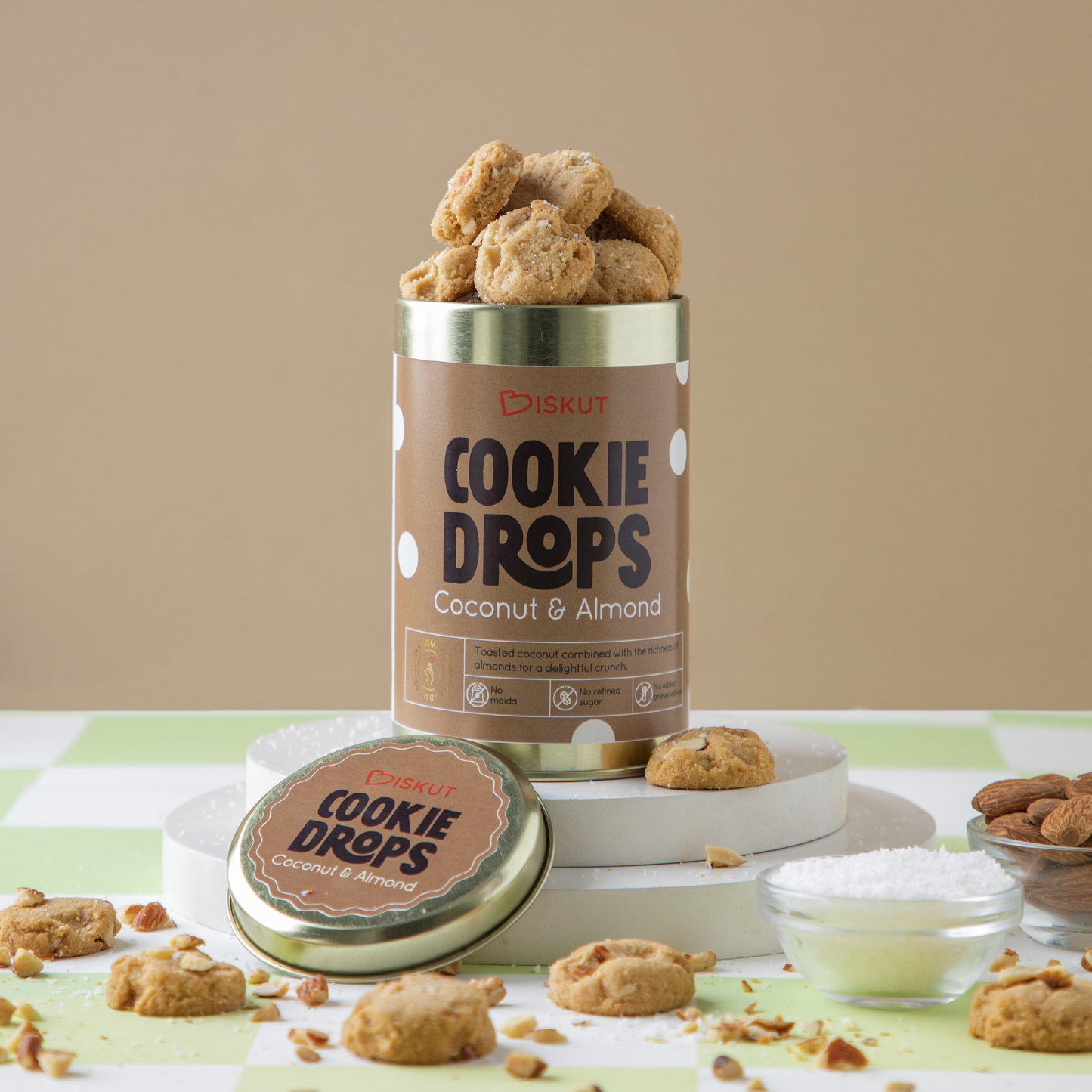 mini coconut and almond cookies, wholewheat and made with natural sugar.